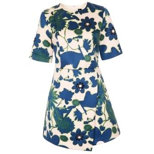 Topshop Floral Beaded Faux Wrap Mini Dress Pink Blue Green Size 6